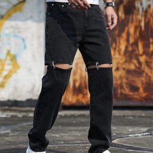 Black Irregular hole shein jeans men size medium